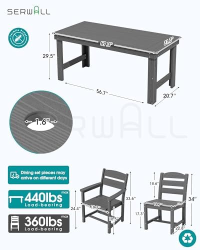 SERWALL HDPE Outdoor Dining Table and Chairs Set - Image 2