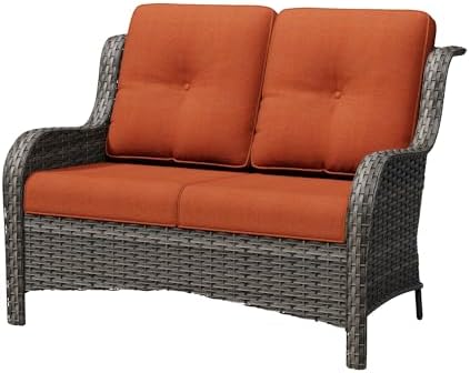 Wicker Patio Loveseat, 2 Seat Outdoor Couch by Gardenbee