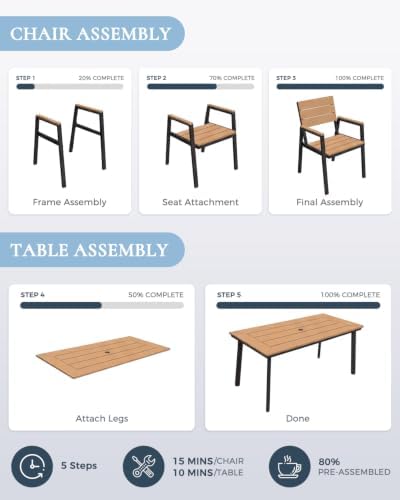 Devoko 7 Pcs Aluminum Patio Dining Sets - Image 7