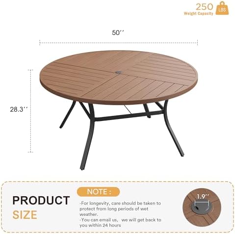 VICLLAX Round Patio Table with Adjustable Umbrella Hole - Image 3