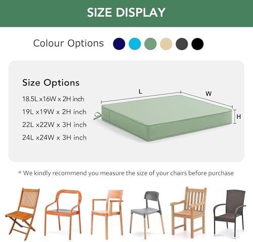 Outdoor Chair Cushions Set of 6: Waterproof & Color Fastness Seat Cushion - Image 6