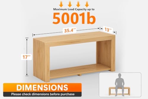Bamboo Bench with Shelf - Image 2
