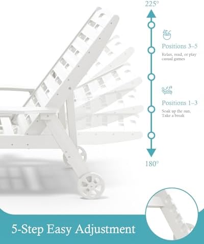 Outdoor Chaise Lounge Chair, 5-Position Adjustable - Image 4