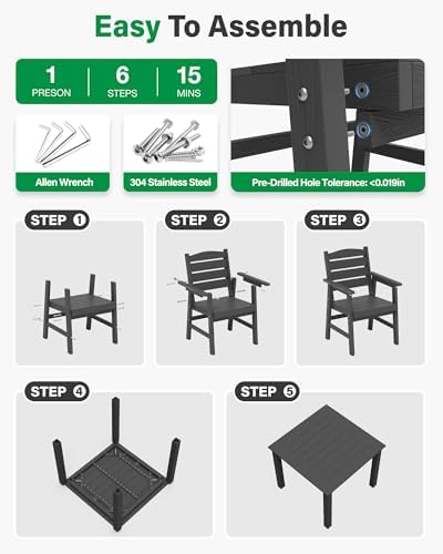 YEFU 3 Piece Square Patio Dining Set, Sturdy Aluminum Frame - Image 4