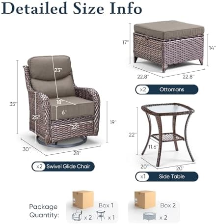 Luxury 6" Thick Cushioned 5 Pieces Patio Furniture Set - Image 2