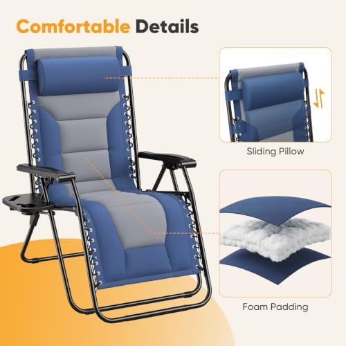 NEWBULIG Padded Zero Gravity Lounge Chair, Oversized Recliner Chair - Image 6