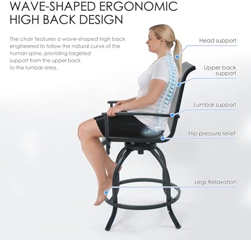 Kozyard Outdoor Swivel Bar Stools Set of 2 - Image 3
