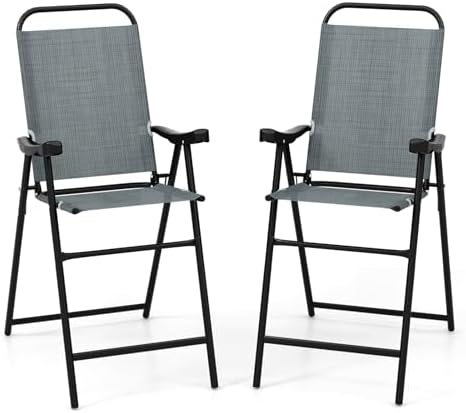COSTWAY 2 Pieces Patio Folding Bar Chairs by COSTWAY