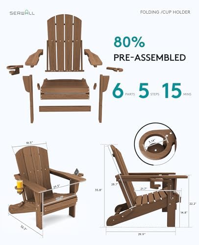 SERWALL Outdoor Adirondack Chair Set of 8 - Image 4