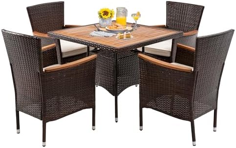 RoyalCraft 5 Piece Patio Wicker Dining Sets - Image 7
