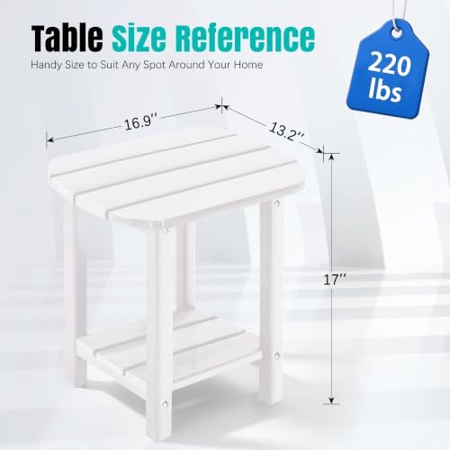 2-Tier Patio Side Table, Heavy Duty HDPE Outdoor End Table - Image 3