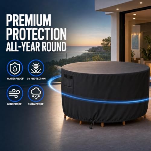 Extra Tall Round Patio Furniture Cover, 96in 8ft Dia x 36in H - Image 4