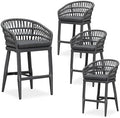 PURPLE LEAF 24" Rattan Counter Stools Set of 4 All-Weather PE Rattan by PURPLELEAF
