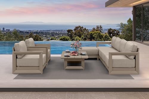 PURPLE LEAF Patio Furniture Set 8 Pcs Sofa w/Ottoman & Table by Unknown