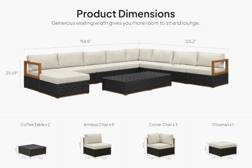 PURPLE LEAF Outdoor Furniture Set 11 Pieces Premium Leather Black - Image 2
