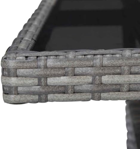 vidaXL Patio Dining Table Gray Poly Rattan and Glass - Image 4