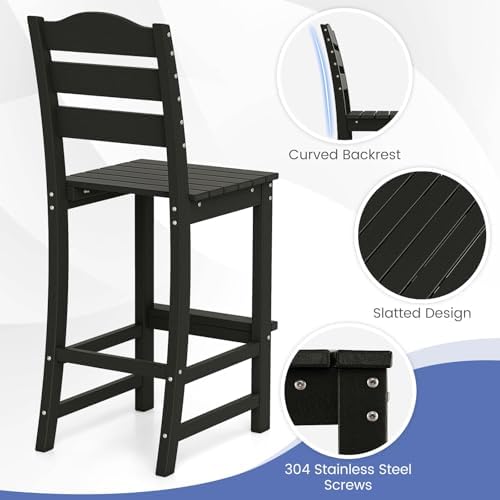 Tangkula Patio HDPE Barstool, Outdoor High Top Bar Chair w/Backrest & Footrest - Image 7