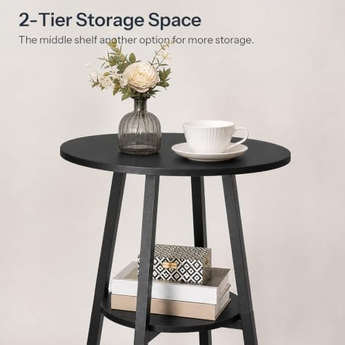 HOOBRO 3 Pieces Round Bar Height Table and Chairs Set, Round Dining Table Set - Image 5