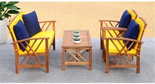 SAFAVIEH Outdoor Fontana 4-Piece Patio Sectional Sofa Set, 40.2" PAT7008D - Image 7