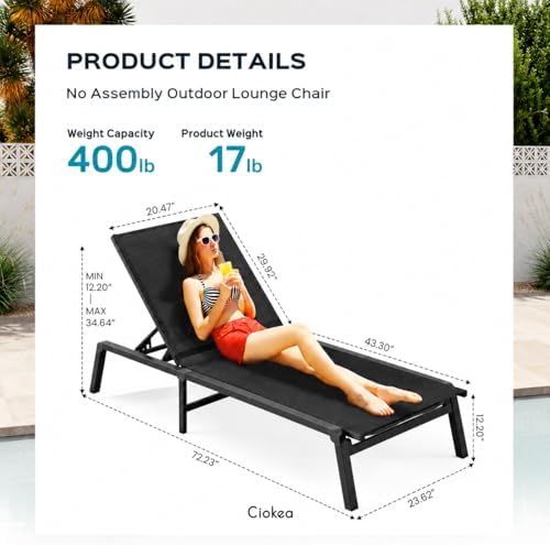 Ciokea Aluminum Foldable Lounge Chairs Set of 4 - Image 2