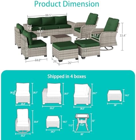 Outdoor Patio Furniture Set PE Wicker Rattan Outdoor Sectional Sofa - Image 3