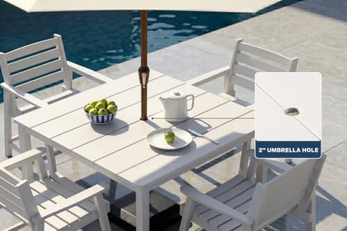 HDPE Outdoor Dining Set for 4, Square Table & Chairs Set - Image 5