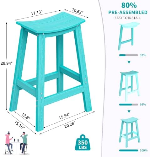 HDPE Bar Set 3 Pieces, 2 Bar Stools - Image 5
