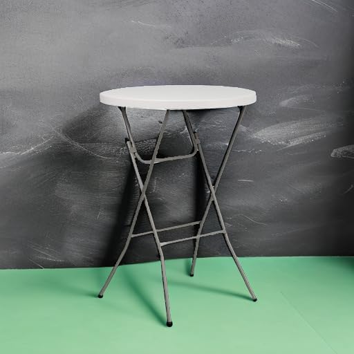 Flash Furniture 2.63 ft Plastic Round Folding Bar Table, Granite White - Image 5