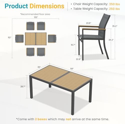 7-Pieces Aluminum Patio Table and Chairs Set - Image 2
