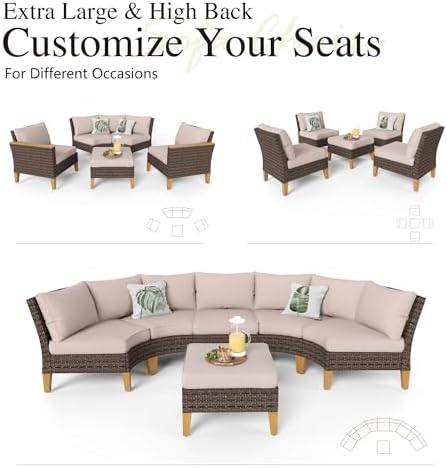Sophia & William 8 Pieces Wicker Patio Furniture Set, Swivel Chairs - Image 7
