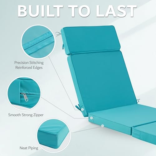 72 x 21 Inch Outdoor Chaise Lounge Cushions Set of 4 - Image 7