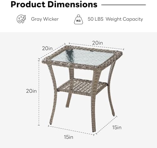 Handwoven Wicker Side Table - Image 3