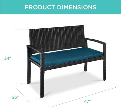 Best Choice Products Outdoor Bench 2-Person Wicker Garden Patio Benches Seating - Image 2