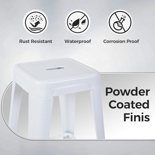 24 Inch White Metal Counter Stools - Image 5