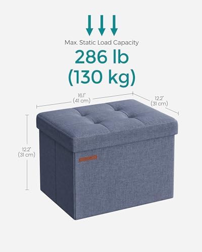 SONGMICS Small Folding Storage Ottoman, 15.7 x 12.2 x 12.2 Inches - Image 2