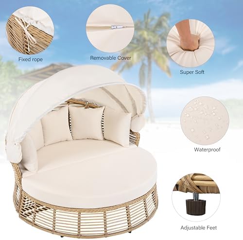 LUMISOL Wicker Rattan Outdoor Daybed - Image 6