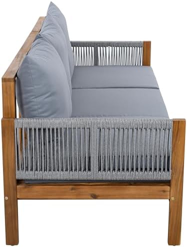 Outdoor Daybed Sofa Bed 3-Seater Acacia Wood Patio Sleeper - Image 7