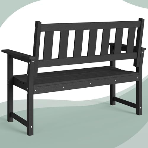 50" HDPE Outdoor Bench, 2-Person Patio Seating, 2 Pack - Image 5