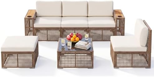 Devoko Patio Furniture Set, 6 Pieces Outdoor Sectional Sofa by DEVOKO