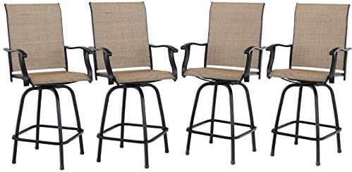 PHI VILLA Outdoor Bar Stools Set of 4, Swivel Patio Bar Chairs by PHIVILLA