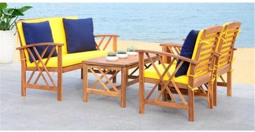 SAFAVIEH Outdoor Fontana 4-Piece Patio Sectional Sofa Set, 40.2" PAT7008D - Image 6