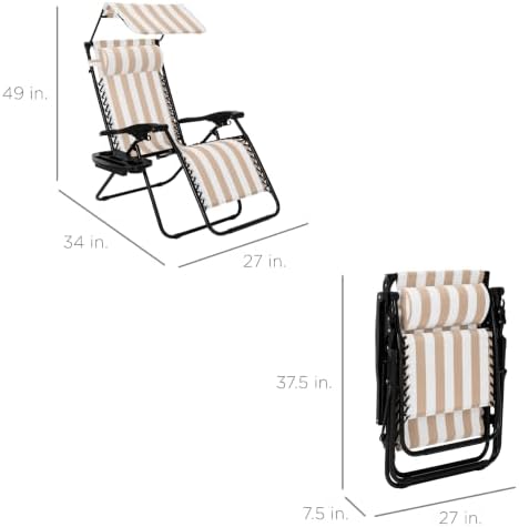 Best Choice Products Zero Gravity Chair Recliner w/ Canopy Shade - Image 2