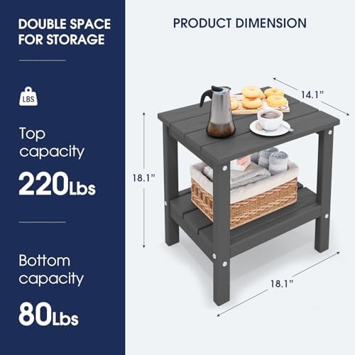 Double Side Table, Adirondack End Table- Gray - Image 3