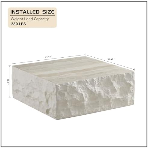 Square Coffee Table for Living Room Modern Center Table for Apartment, No Need - Image 2