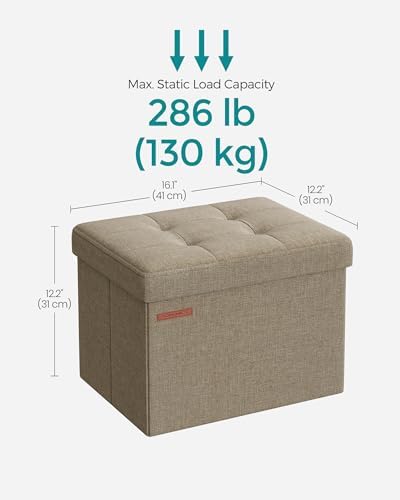 SONGMICS Small Folding Storage Ottoman, 15.7 x 12.2 x 12.2 Inches - Image 3