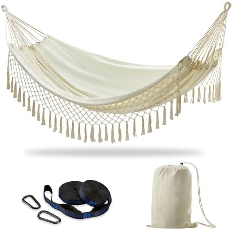 Brazilian Double Hammock with Tree Straps, Extra Large, 450 lbs Capacity by CHULIM