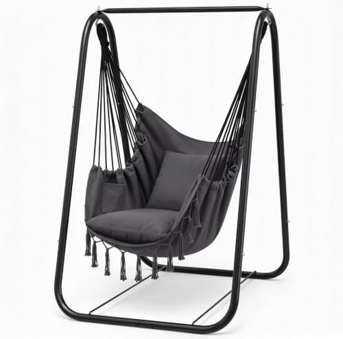 VECELO Hammock Chair with Stand, Sturdy & Rustproof Frame with Anti-Tip Base by VECELO