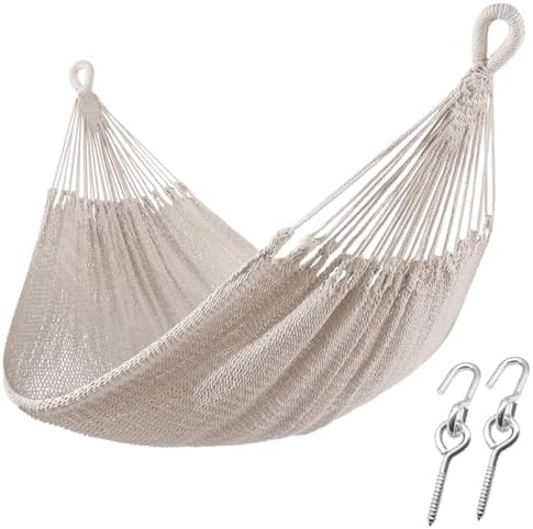 ZEAN Handwoven Hammock by Thick Cotton Rope XXL Two Person Hammock by ZEANTZ.