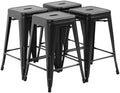 FDW | 24" Metal Bar Stools | Black | Set of 4 by FDW