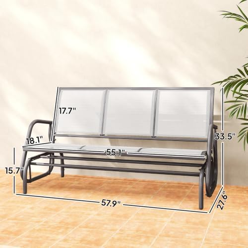Outsunny 3-Person Patio Glider Bench Outside 3 Seats Cream White - Image 3